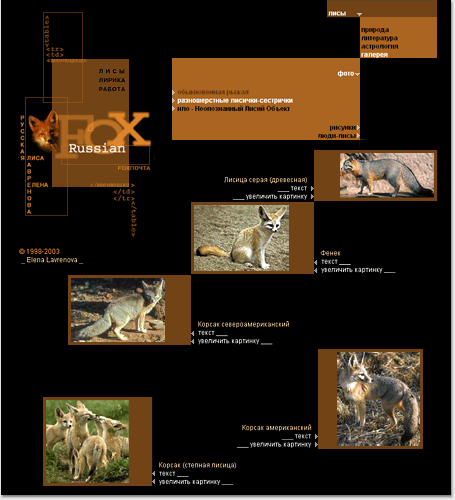 portfolio foxdesign.ru - 2001 год: 
фотогалерея раздела «Лисы в природе» на сайте «Лисы в природе, в литературе, в астрологии»