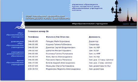 portfolio foxdesign.ru - 2003 год:
сайт Отдела образования Петроградского района Санкт-Петербурга